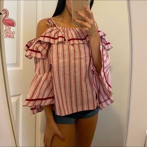 cold shoulder red church top